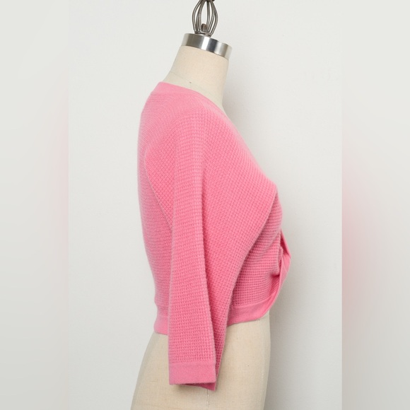 Short-Sleeve Twist-Front Sweater 100%Cashmere [NEW] - Picture 2 of 3